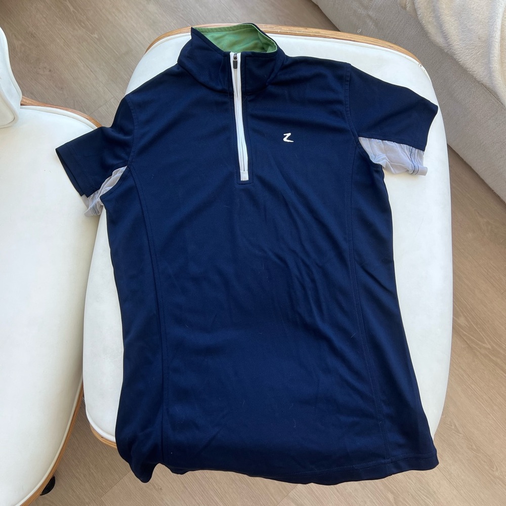 Navy Quarter-Zip equestrian shirt with ventilation